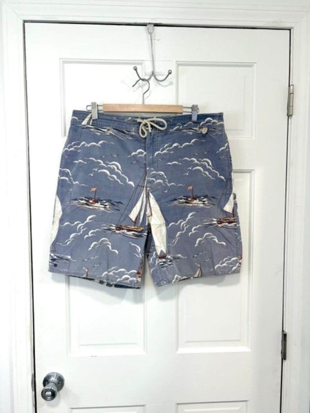 Vintage Polo Ralph Lauren Sailboat Swim Trunks XL All Over Print 90's Nautical